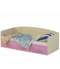 Кровать Милана-12 дуб молочный / розовый