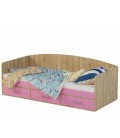 Кровать Милана-12 дуб сонома / розовый