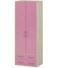 Шкаф двух створчатый с ящиками арт. 1.04 Милана дуб молочный / розовый