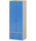 Шкаф двух створчатый с ящиками арт. 1.04 Милана дуб молочный / синий